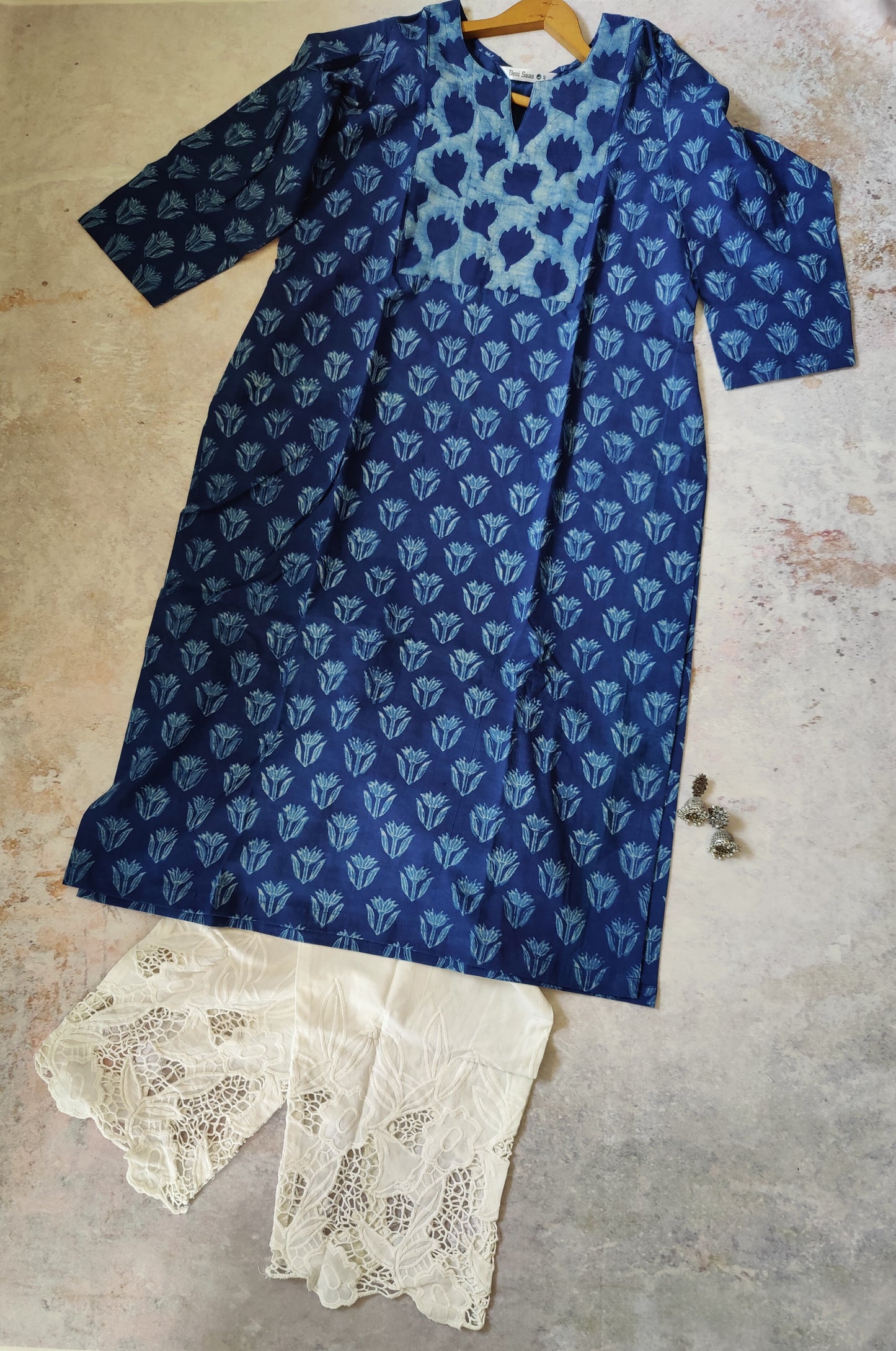 Akola Indigo KamalKari II Pure Cotton Straight Kurti Pant Set