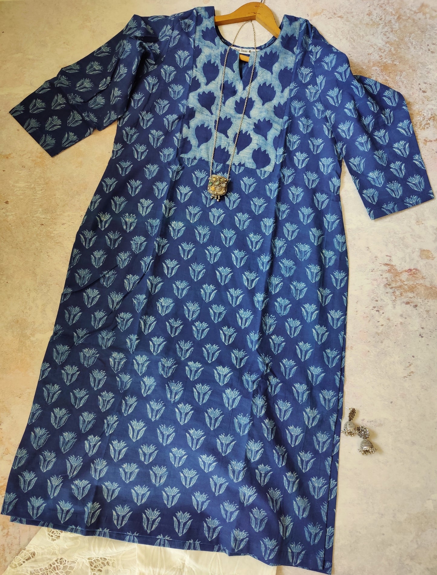 Akola Indigo KamalKari II Pure Cotton Straight Kurti Pant Set