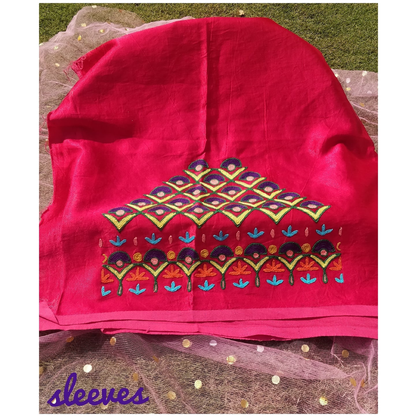 Hot Pink Mashru Silk Kutch Work Blouse